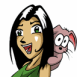 Femme de type manga, zomm�e sur fond blanc